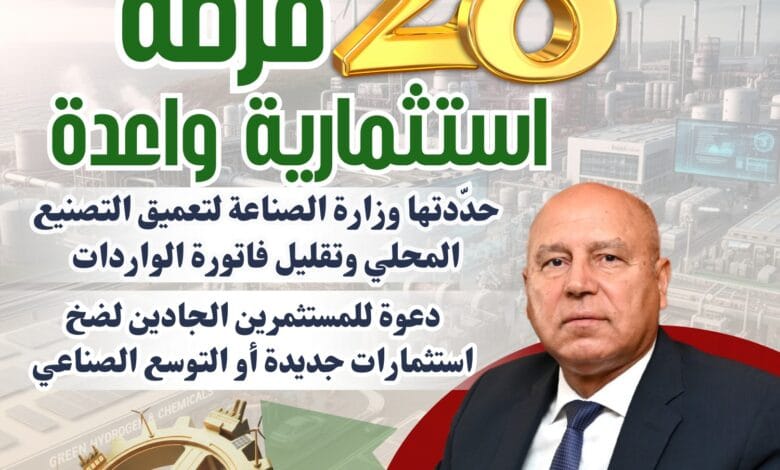 28 فرصة استثمارية واعدة من وزارة الصناعة لتعميق التصنيع المحلي في مصر