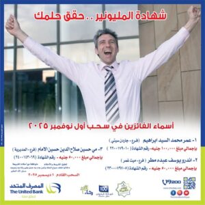 المصرف المتحد, شهادة المليونير, سحب الجوائز, الادخار والاستثمار, الفوز بالجوائز, بوابة المصرف, المصرف, AlMasraf