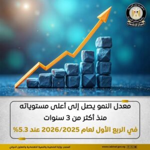 مجلس الوزراء: الاقتصاد المصري يسجل نموًا 5.3% مدعومًا بالإصلاحات وقناة السويس