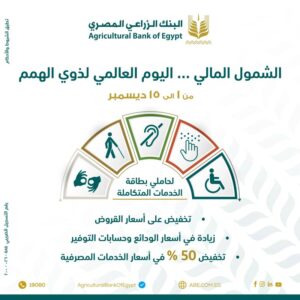 البنك الزراعي المصري يطلق عروضًا مجانية لدعم الشمول المالي لذوي الهمم