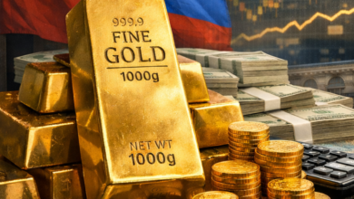 البنك المركزي الروسي يبيع 300 ألف أونصة ذهب محققًا حتى 1.68 مليار دولار في يناير 2026