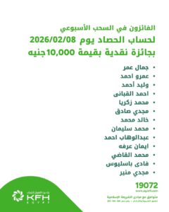 بيت التمويل الكويتي – مصر يعلن فائزي سحب الحصاد الأسبوعي