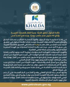 وزارة البترول: كشف غاز جديد بالصحراء الغربية بإنتاج 40 مليون قدم مكعب يوميًا